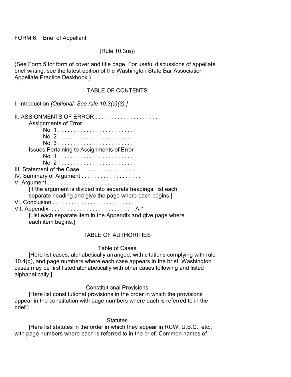 FORM 6.Brief of Appellant