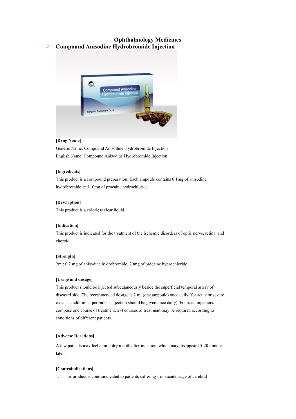 Ophthalmology Medicines