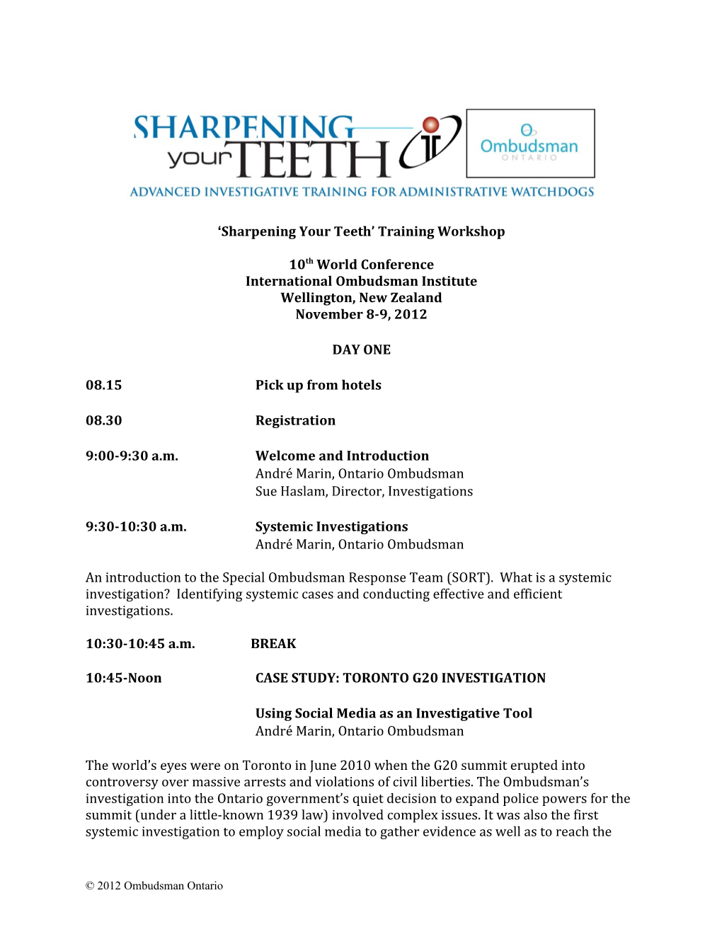 Sharpening Your Teeth Training Workshop