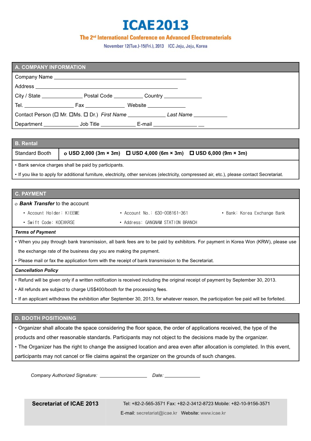 Exhibition Application Form