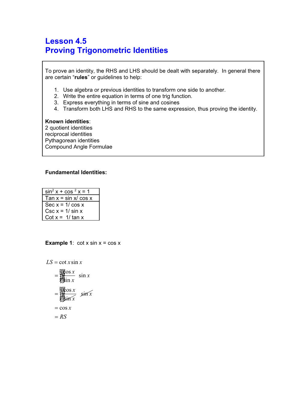 Fundamental Identities