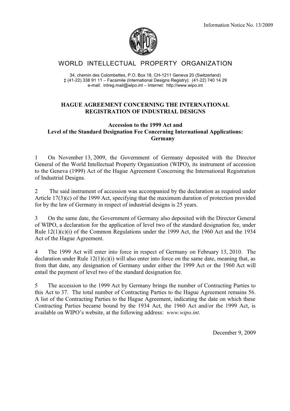 Hague Agreement Concerning the International