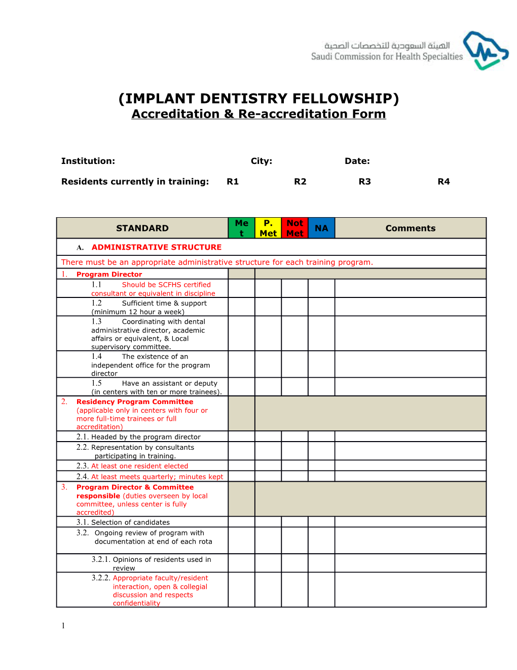 Accreditation & Re-Accreditation Form