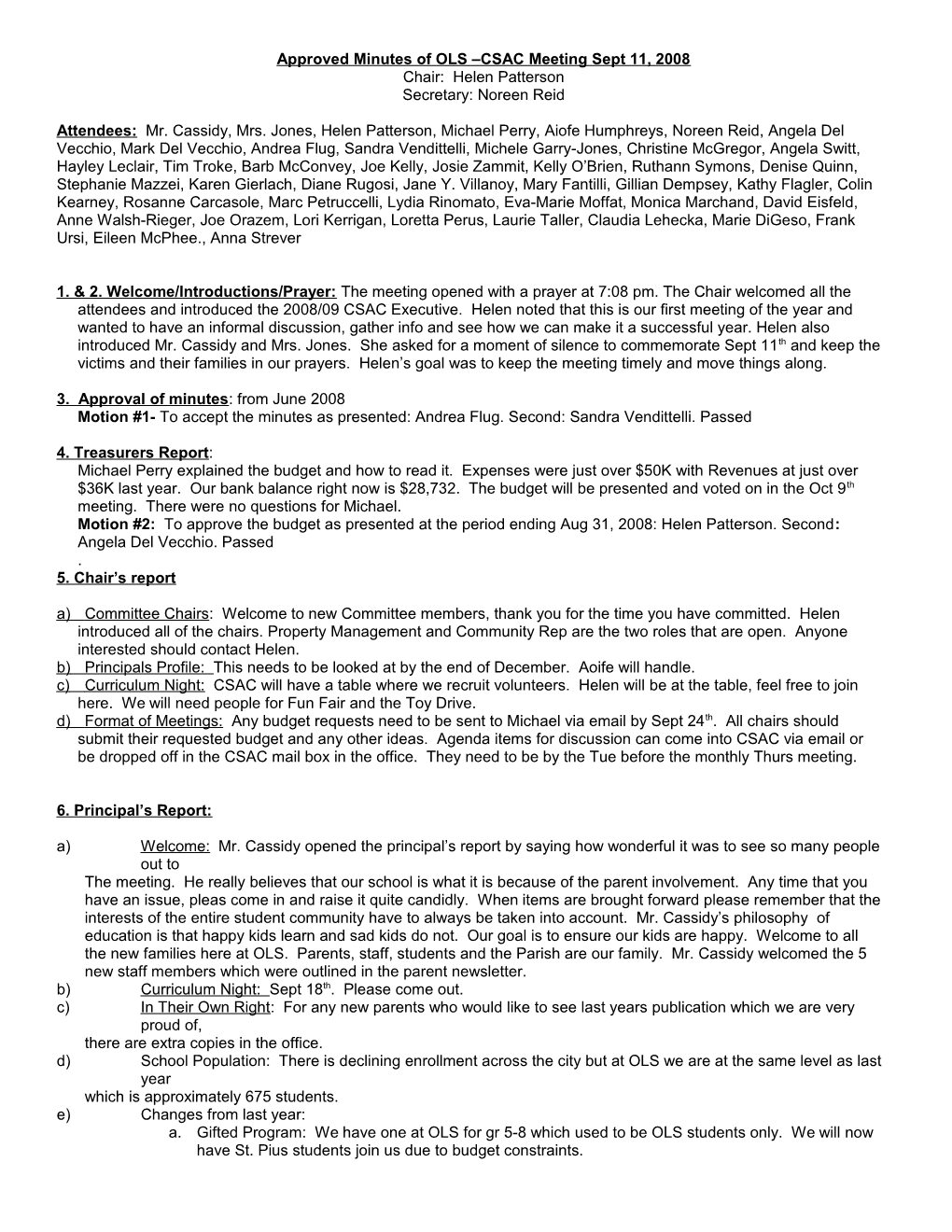 Minutes of OLS CSC Meeting November 11, 2004 Prepared by Rosanne Carcasole