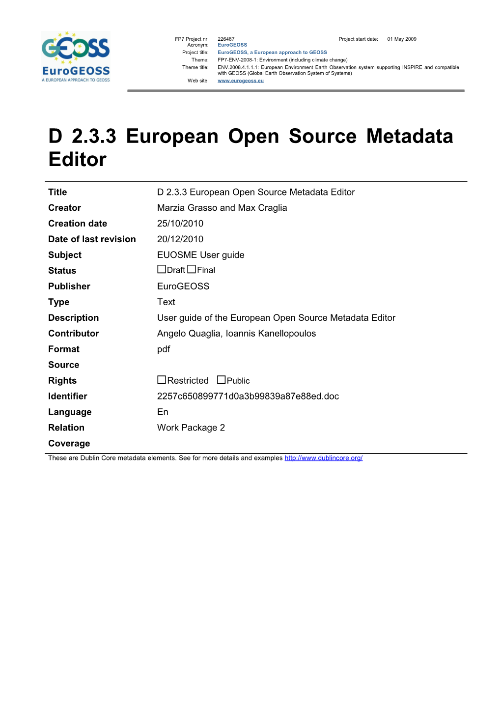 European Open Source Metadata Editor