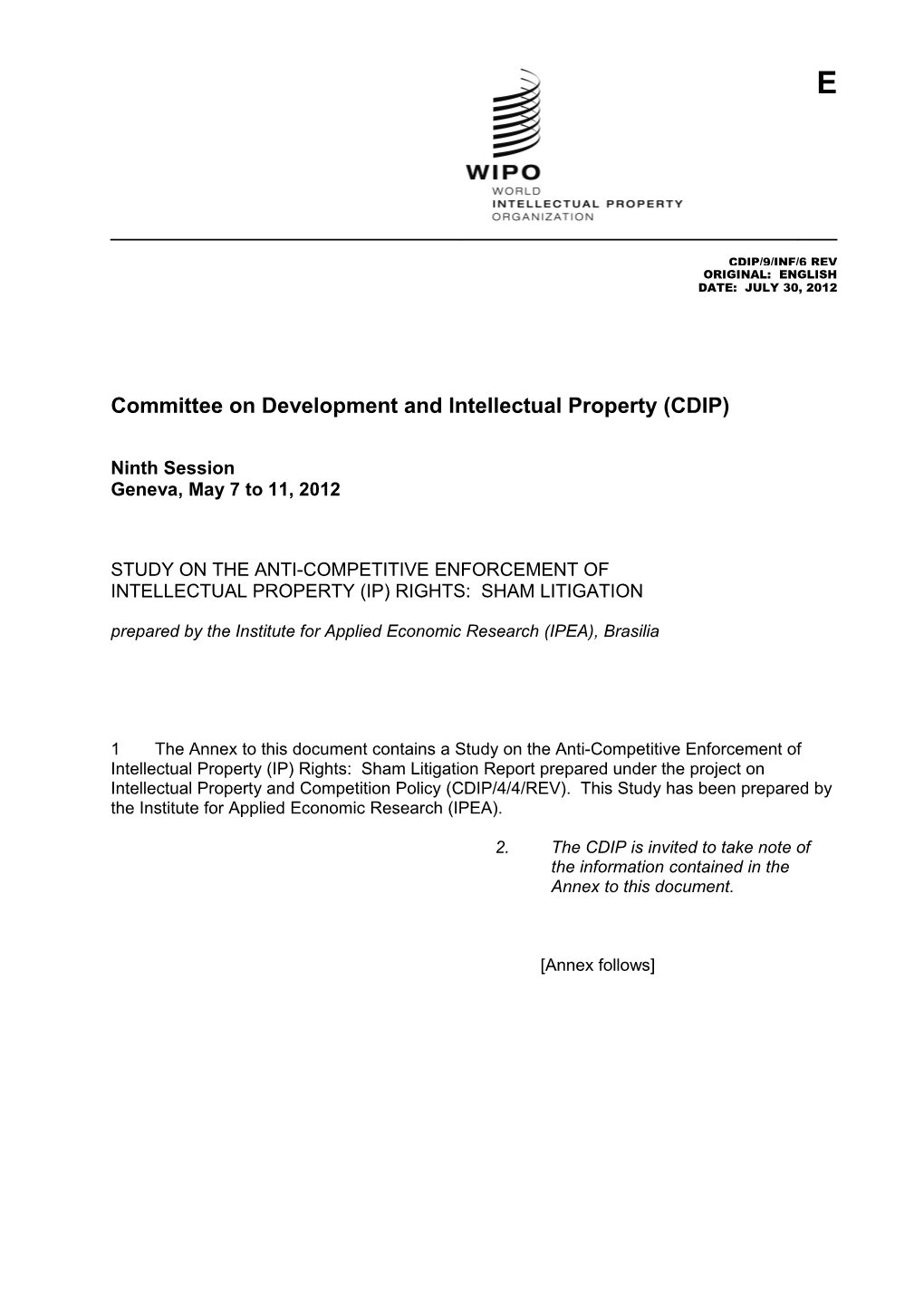 Committee on Development and Intellectual Property (CDIP) s2