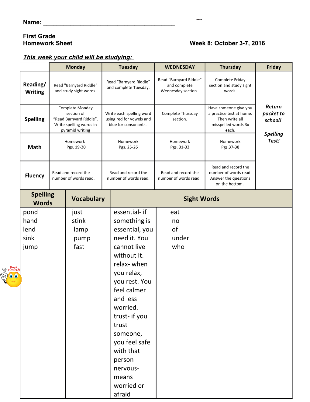 This Week Your Child Will Be Studying