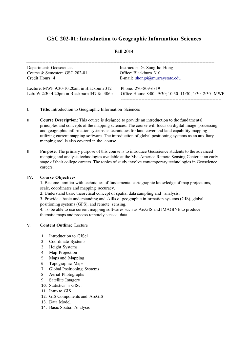 GSC 202-01: Introduction to Geographic Information Sciences