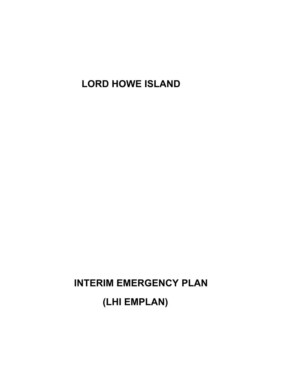 Lord Howe Island Local Emergency Managementcommittee