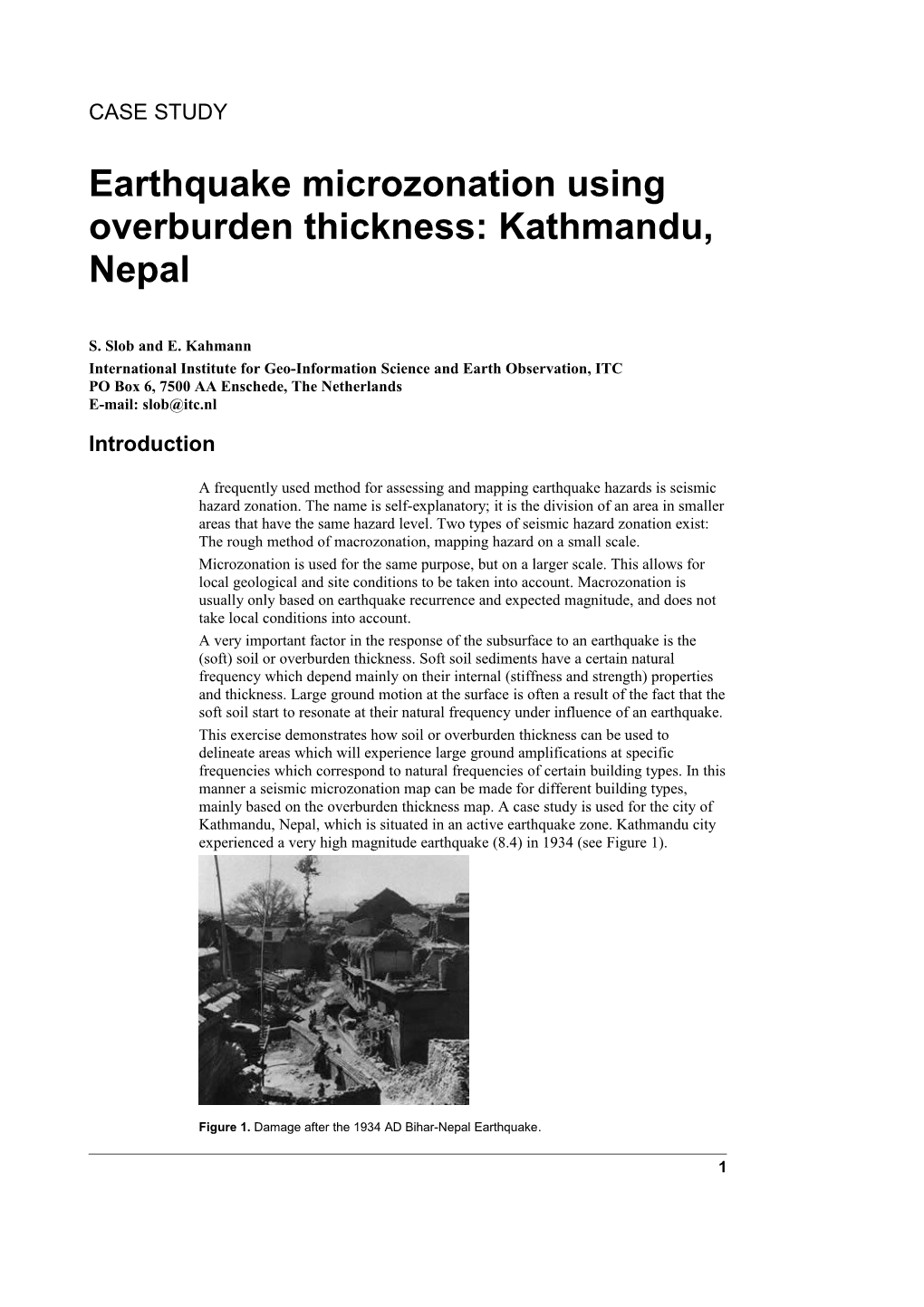 Earthquake Microzonation Using Overburden Thickness: Kathmandu, Nepal