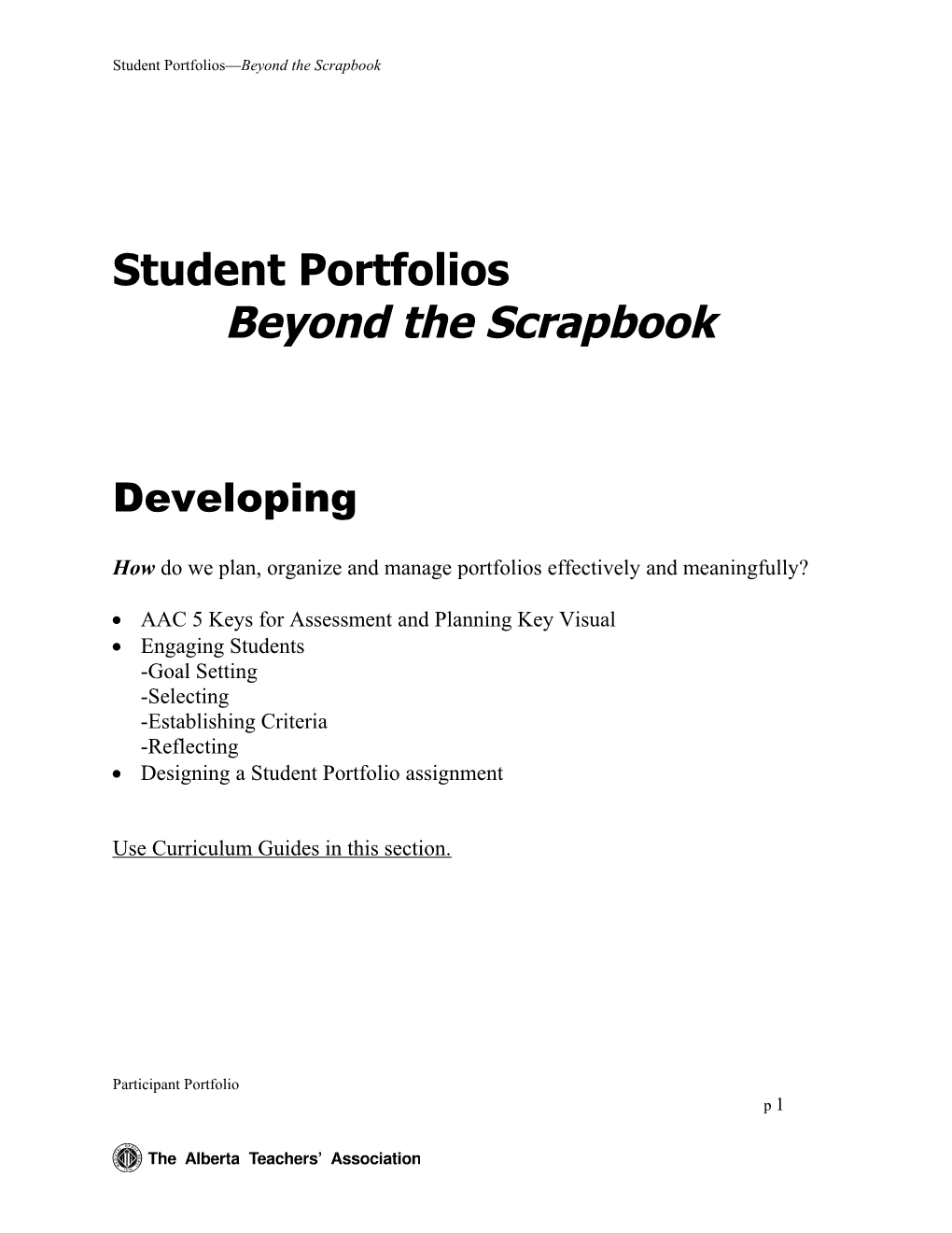 Student Portfolios Beyond the Scrapbook