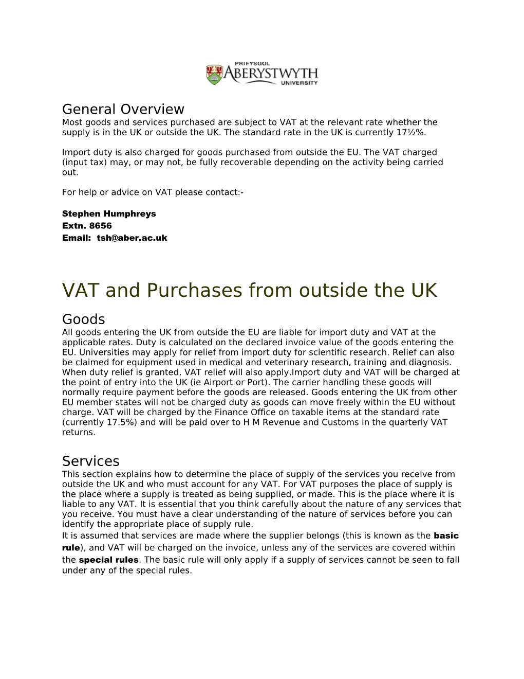 For Help Or Advice on VAT Please Contact