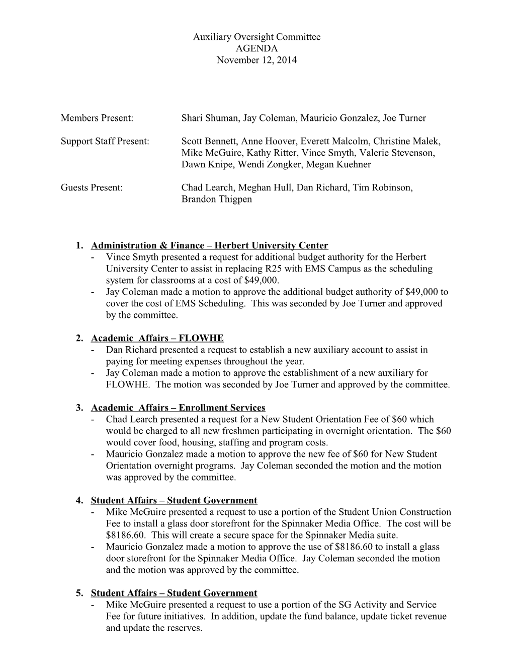 Auxiliary Oversight Committee