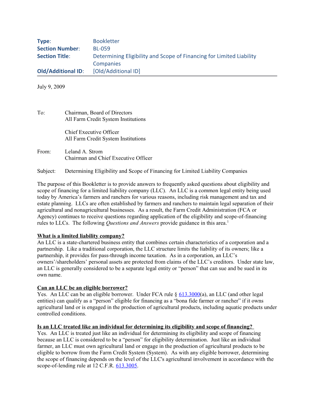 Determining Eligibility and Scope of Financing for Limited Liability Companies