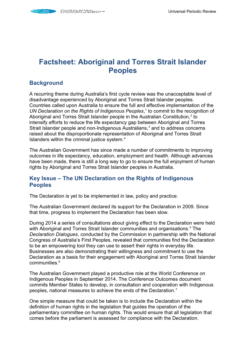 Factsheet: Aboriginal and Torres Strait Islander Peoples