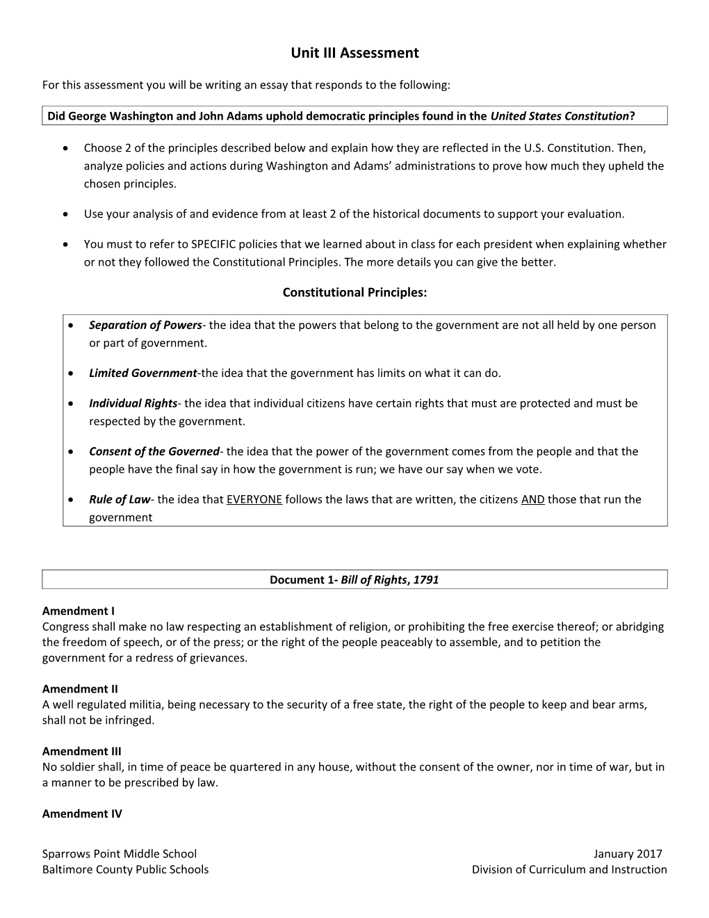 Unit III Assessment