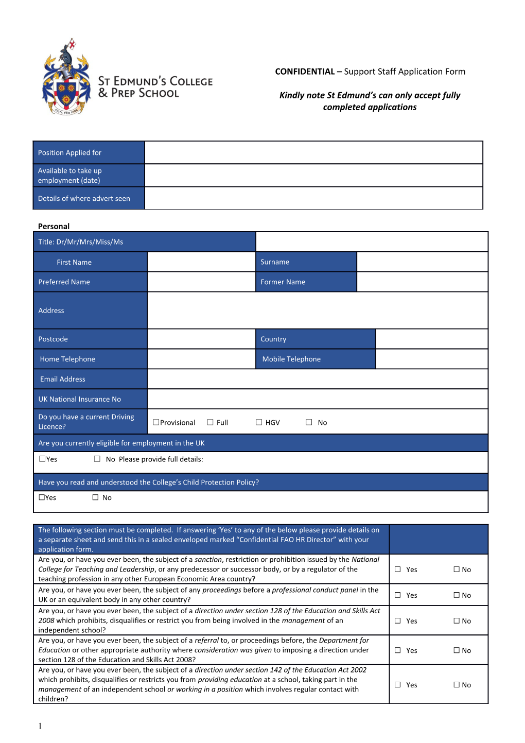 Education & Professional Qualifications (Please Start with the Most Recent)