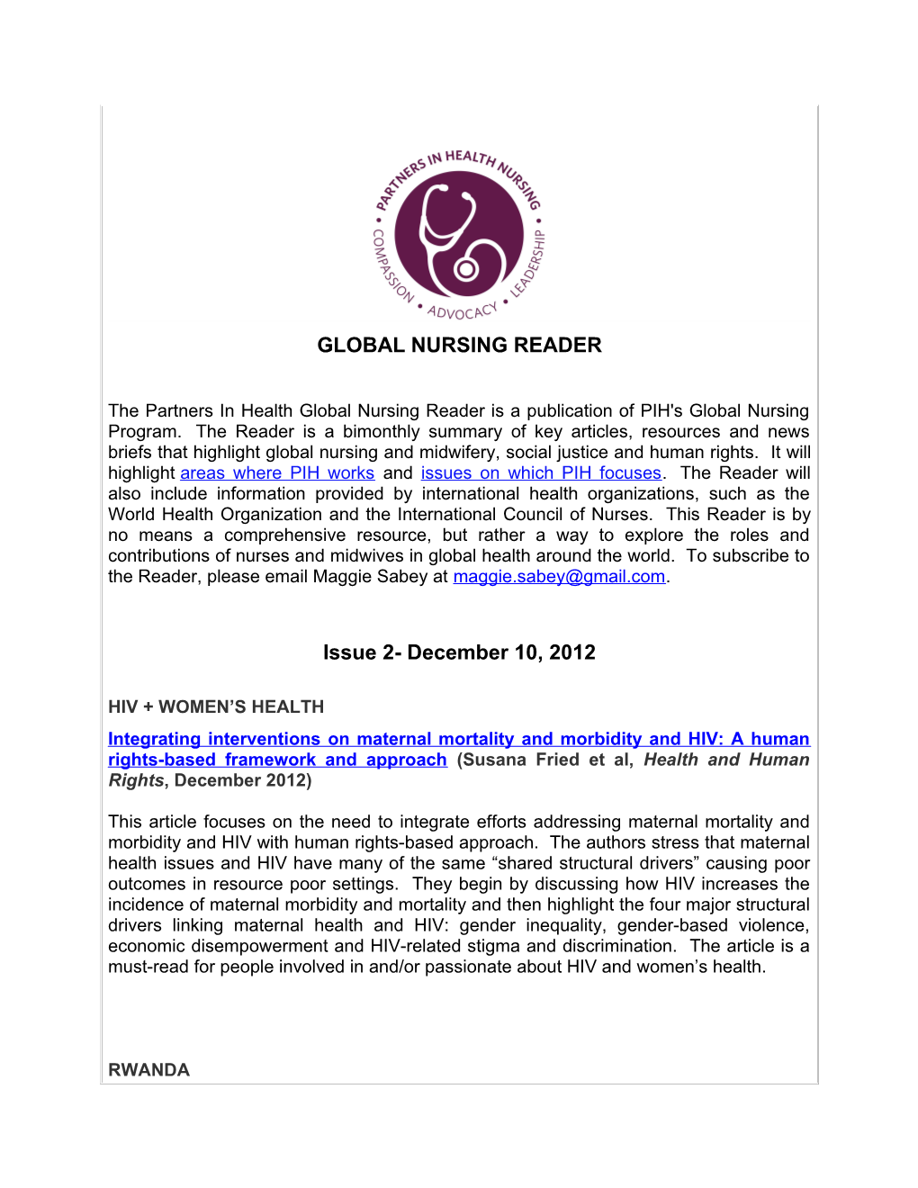 Global Nursing Reader