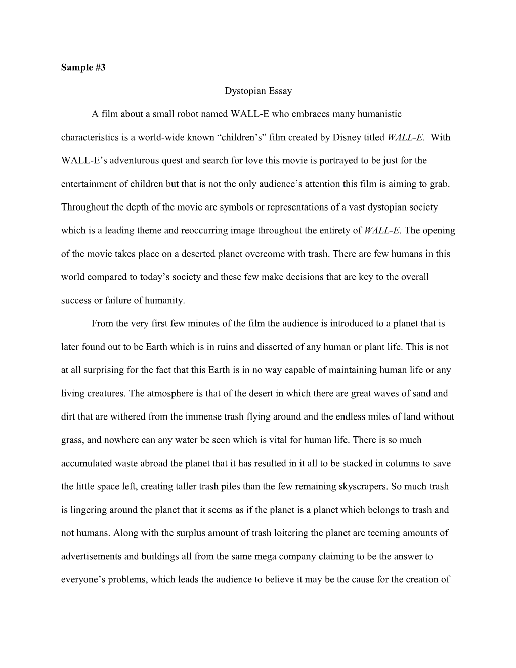 Dystopian Essay