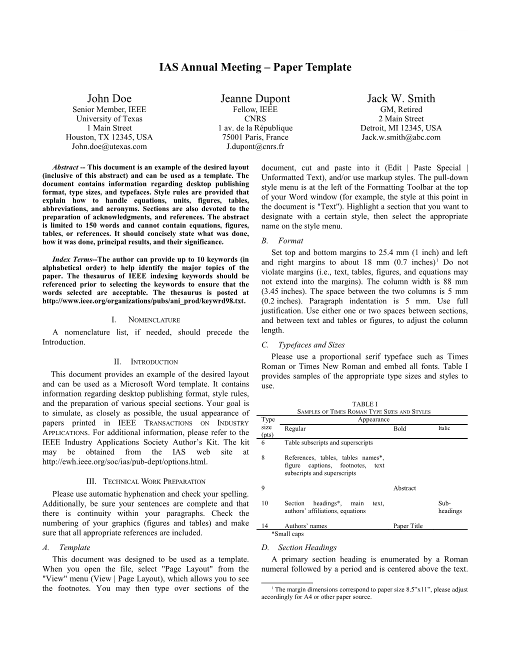 IAS Annual Meeting Paper Template