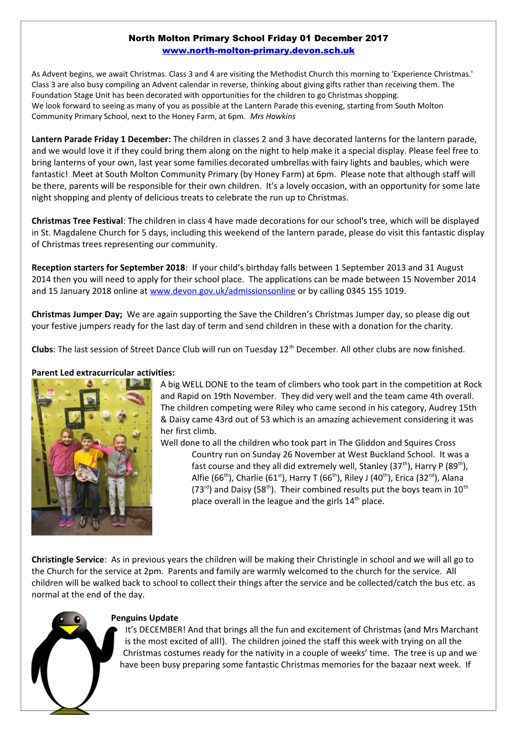 North Molton Primary School Friday Newsletter 27 June 2008