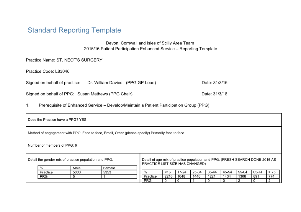 Patient Participation Enhanced Service - Reporting Template s3