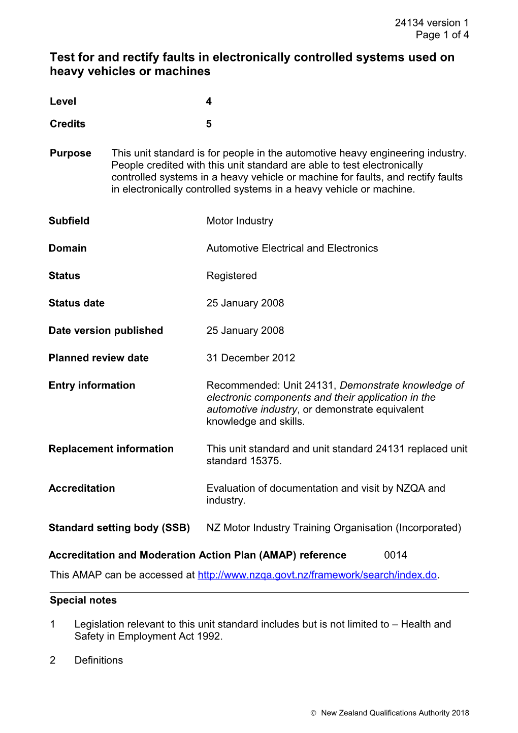 24134 Test for and Rectify Faults in Electronically Controlled Systems Used on Heavy Vehicles