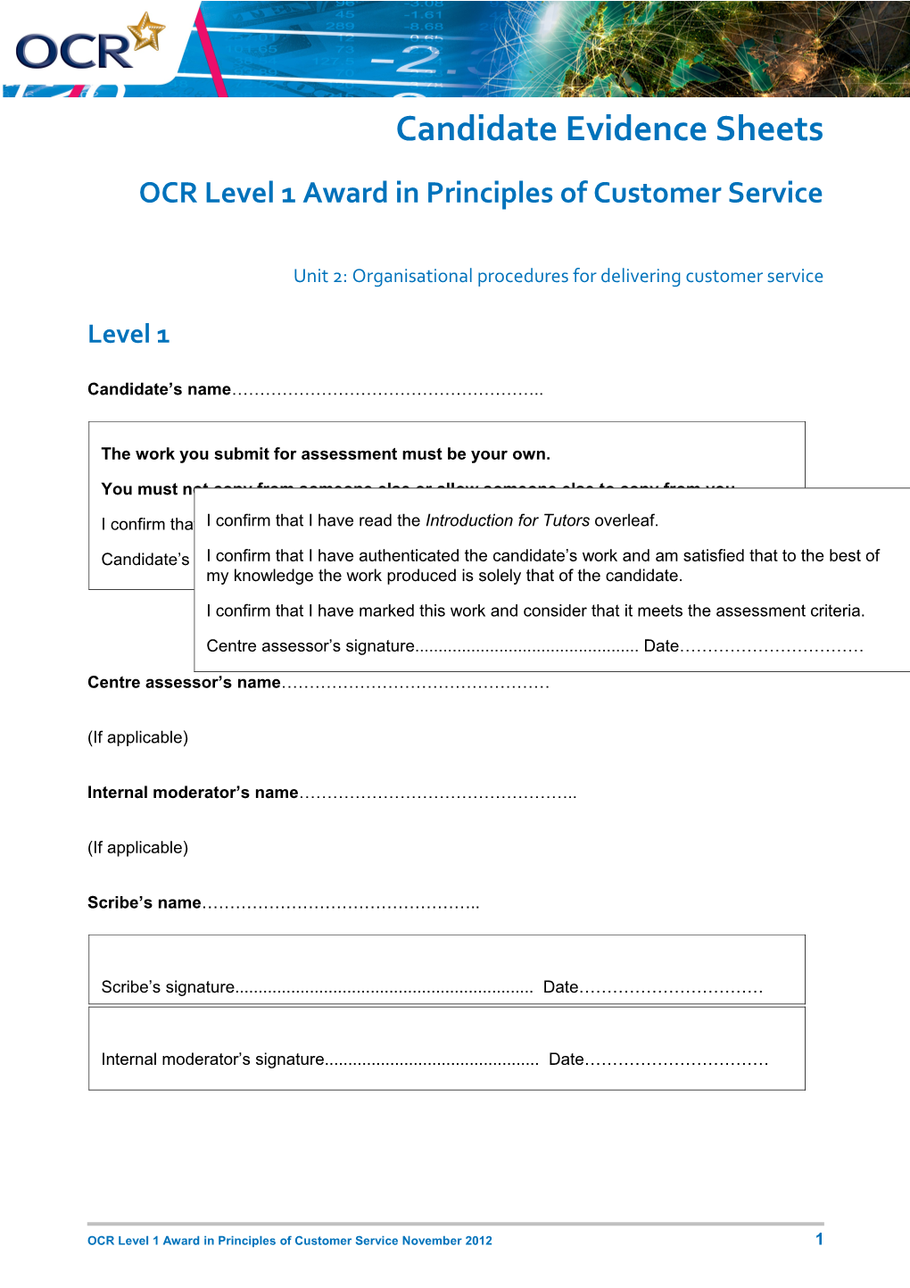 Unit 2 Organisational Procedures for Delivering Customer Service