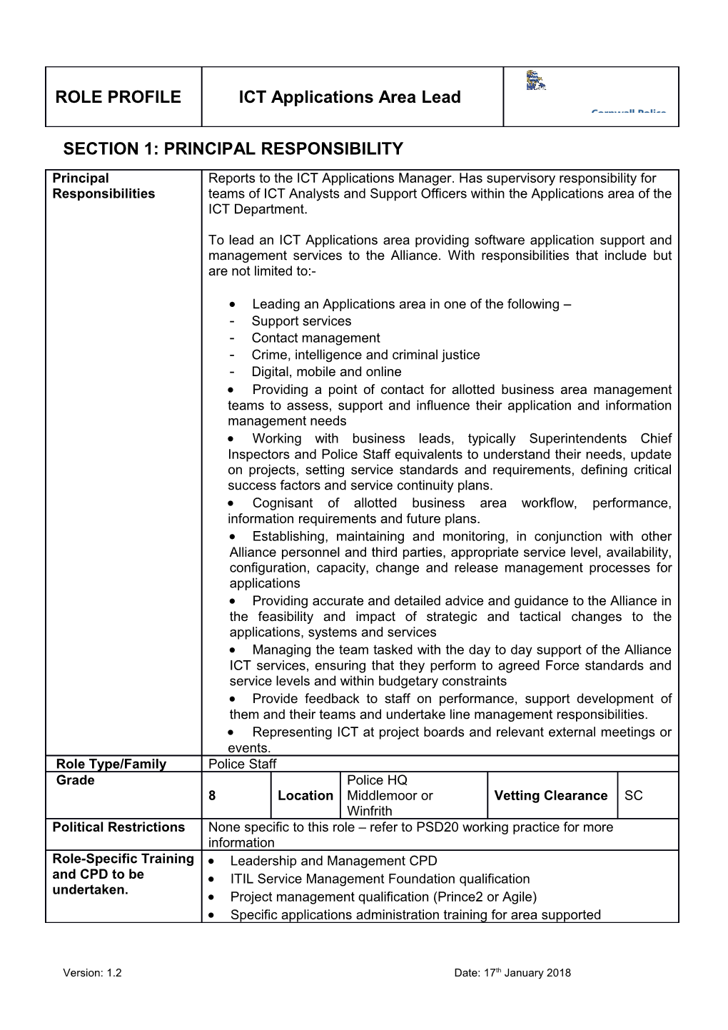 ICT Applications Area Lead Draft 0D