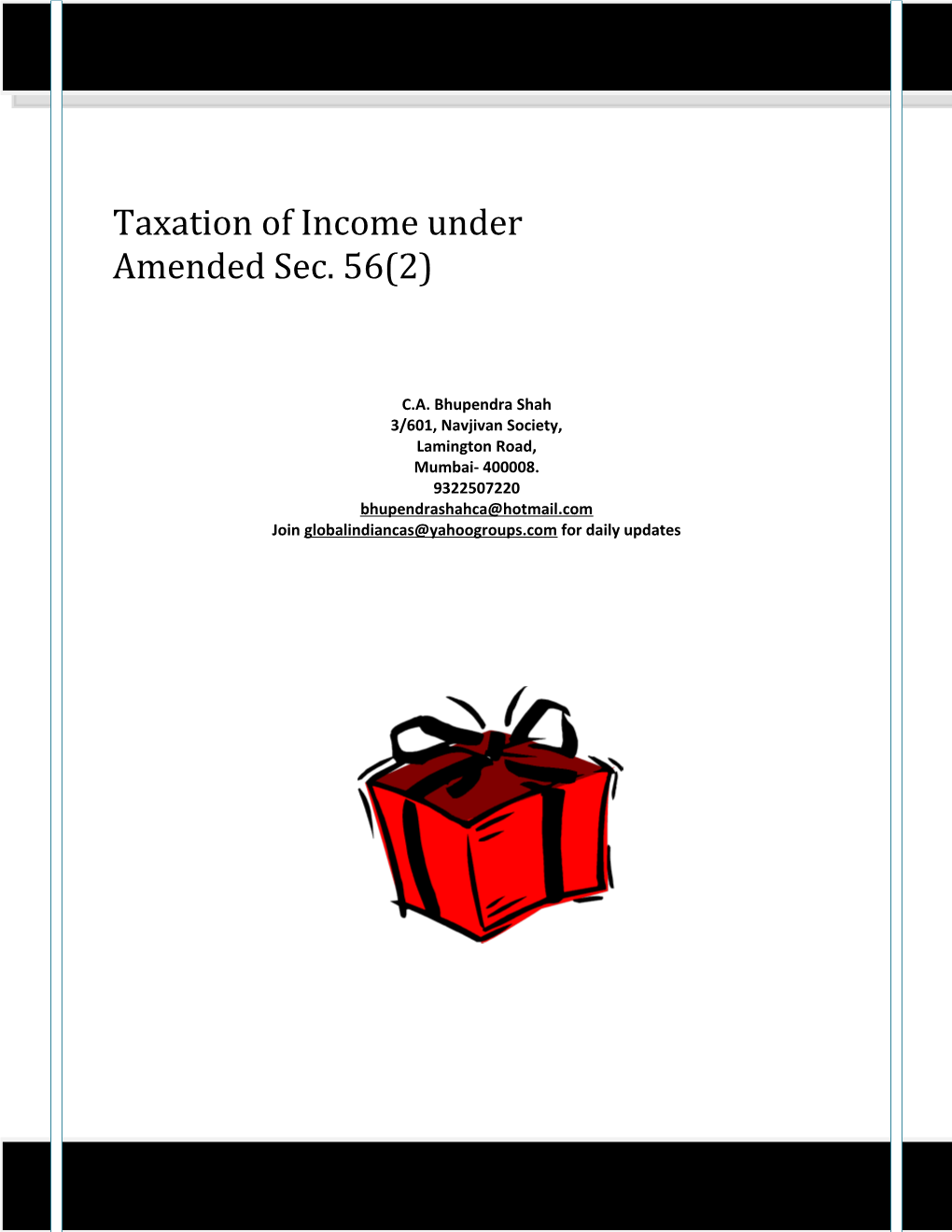 Issues U/S 56(2) of the Income Tax Act