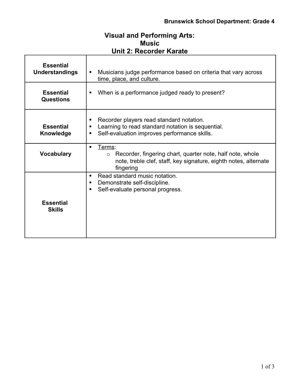 Brunswick School Department: Grade 4