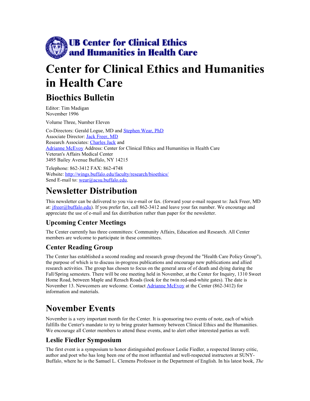 Center for Clinical Ethics and Humanities in Health Care