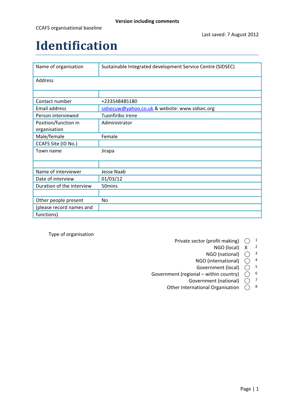 Organisation Information s1