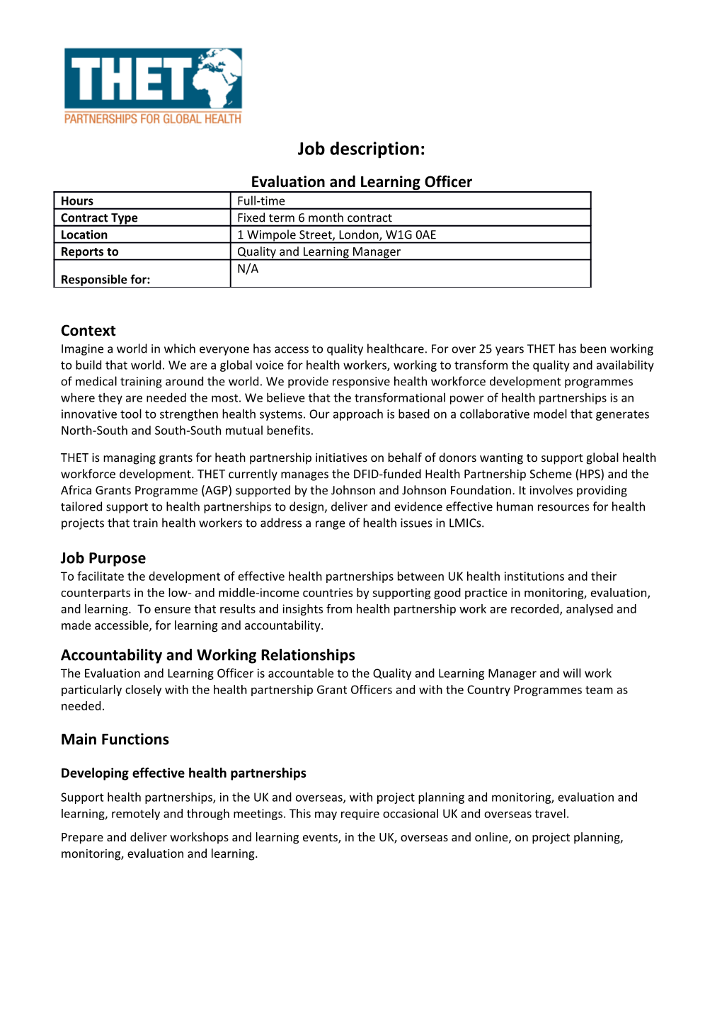 Evaluation and Learning Officer