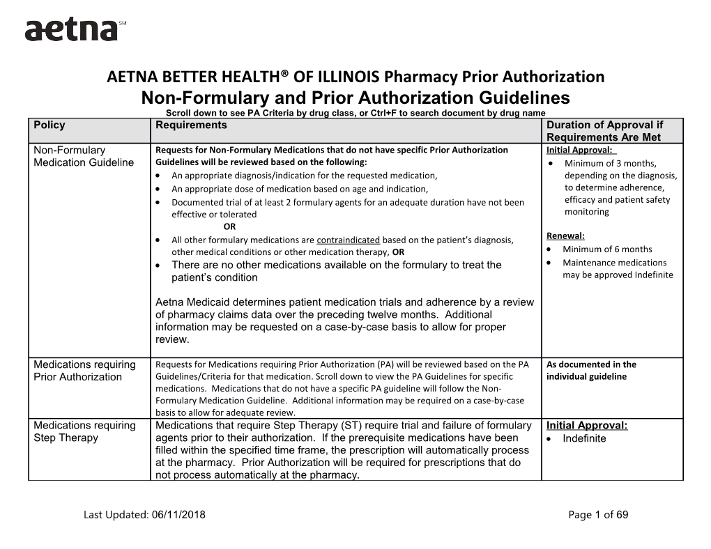 2015 Aetna Medicaid PA Guideline Chart