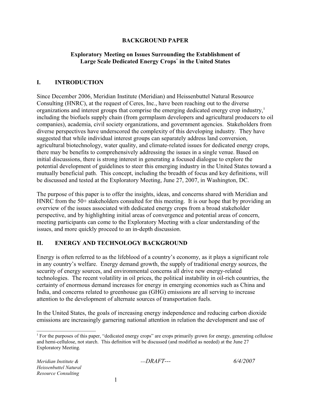 Establishing a Council for Sustainable Energy Crop Production