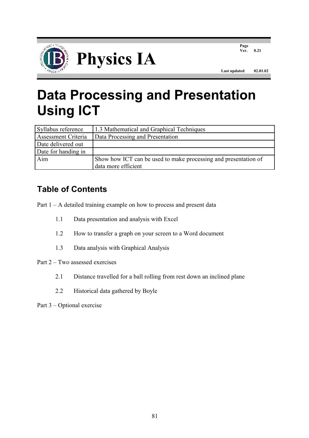 Data Processing and Presentation Using ICT