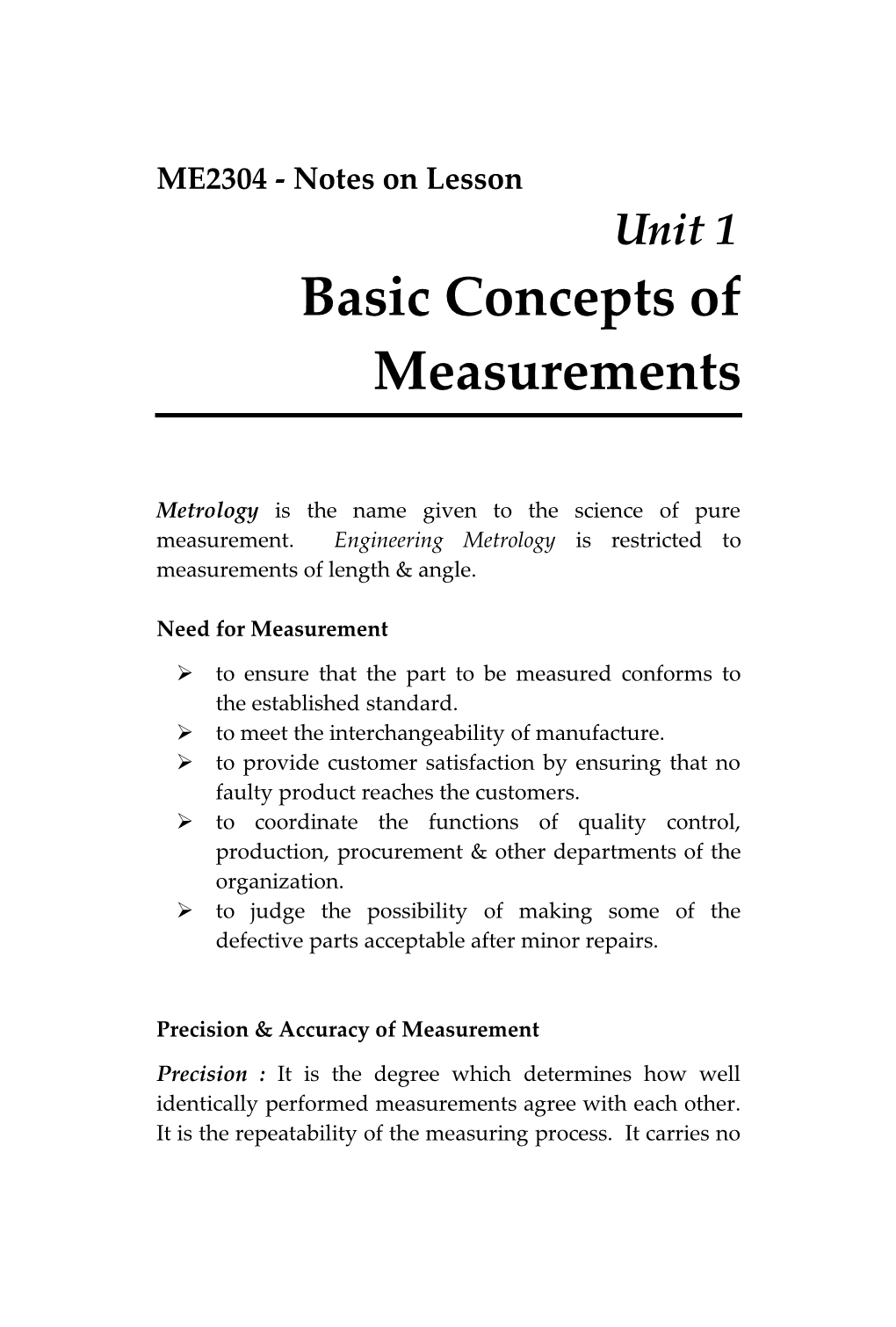 ME2304 - Notes on Lesson