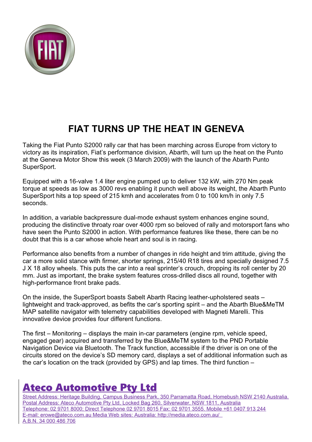 Fiat Turns up the Heat in Geneva
