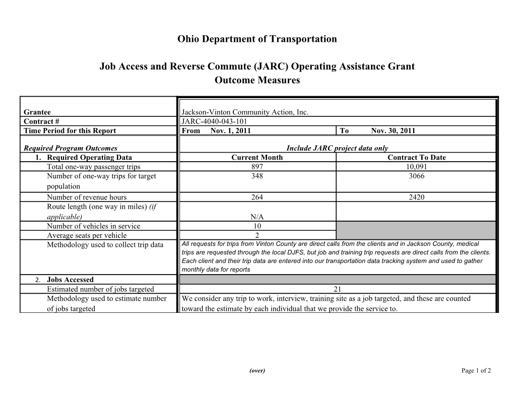 2011 JVCAI November JARC Operating Report