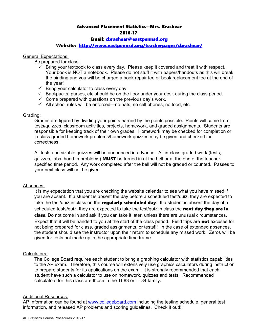 Advanced Placement Statistics