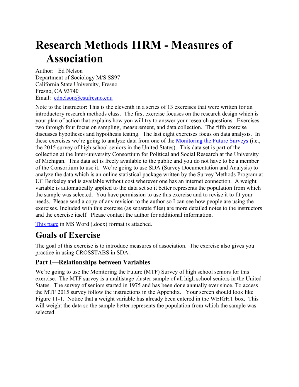 Research Methods 11RM - Measures of Association