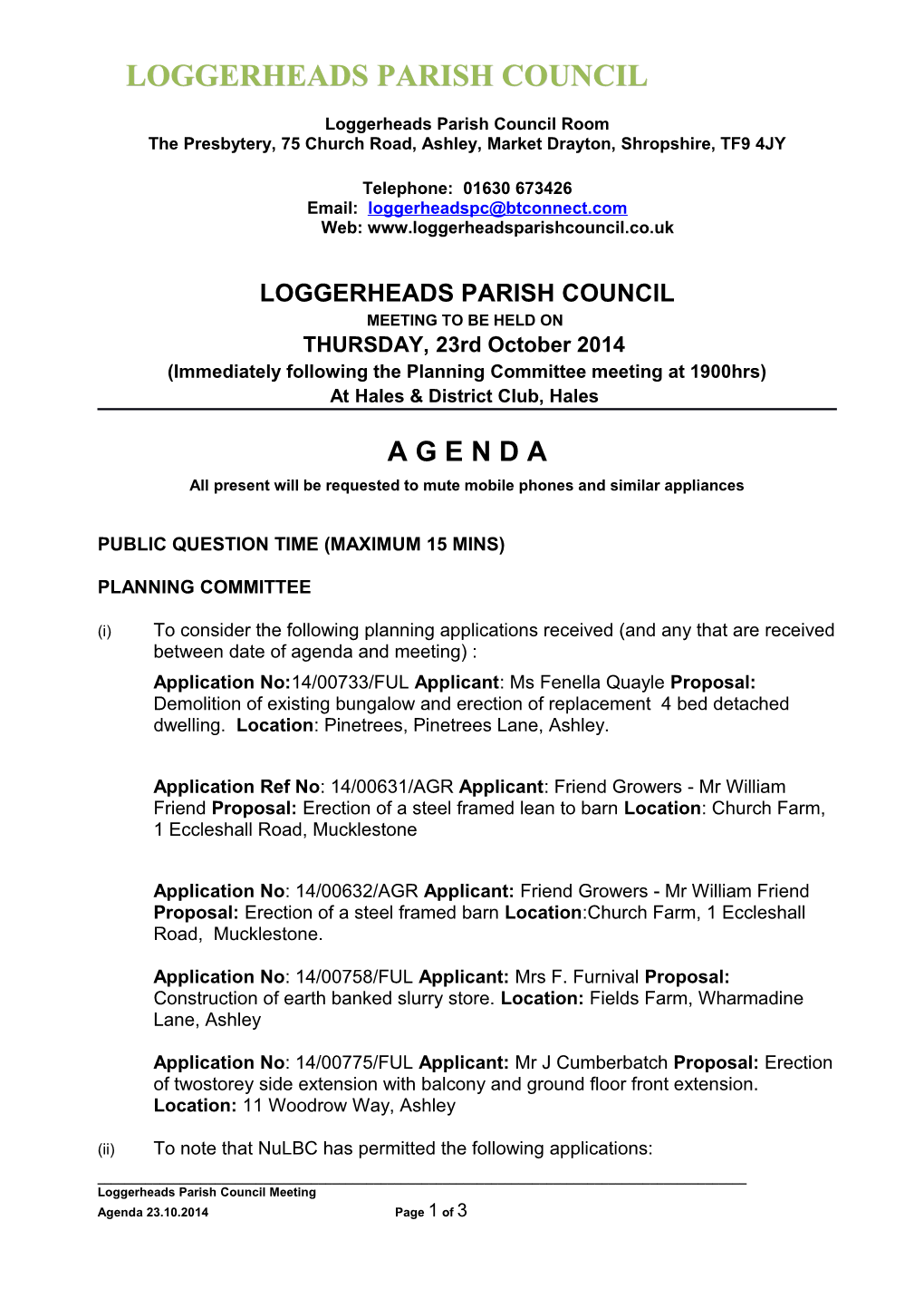 Loggerheads Parish Council