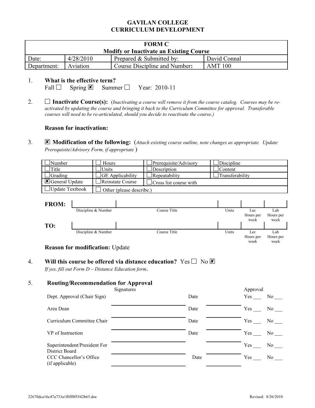 Course Discipline and s6