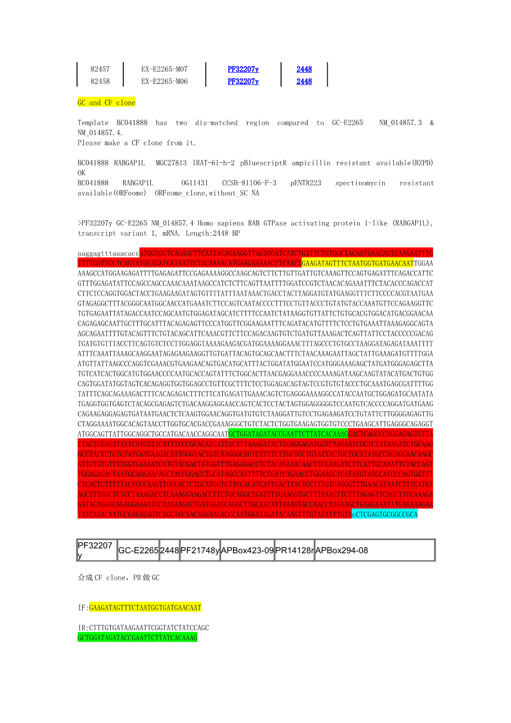 Template BC041888 Has Two Dis-Matched Region Compared to GC-E2265 NM 014857.3 & NM 014857.4