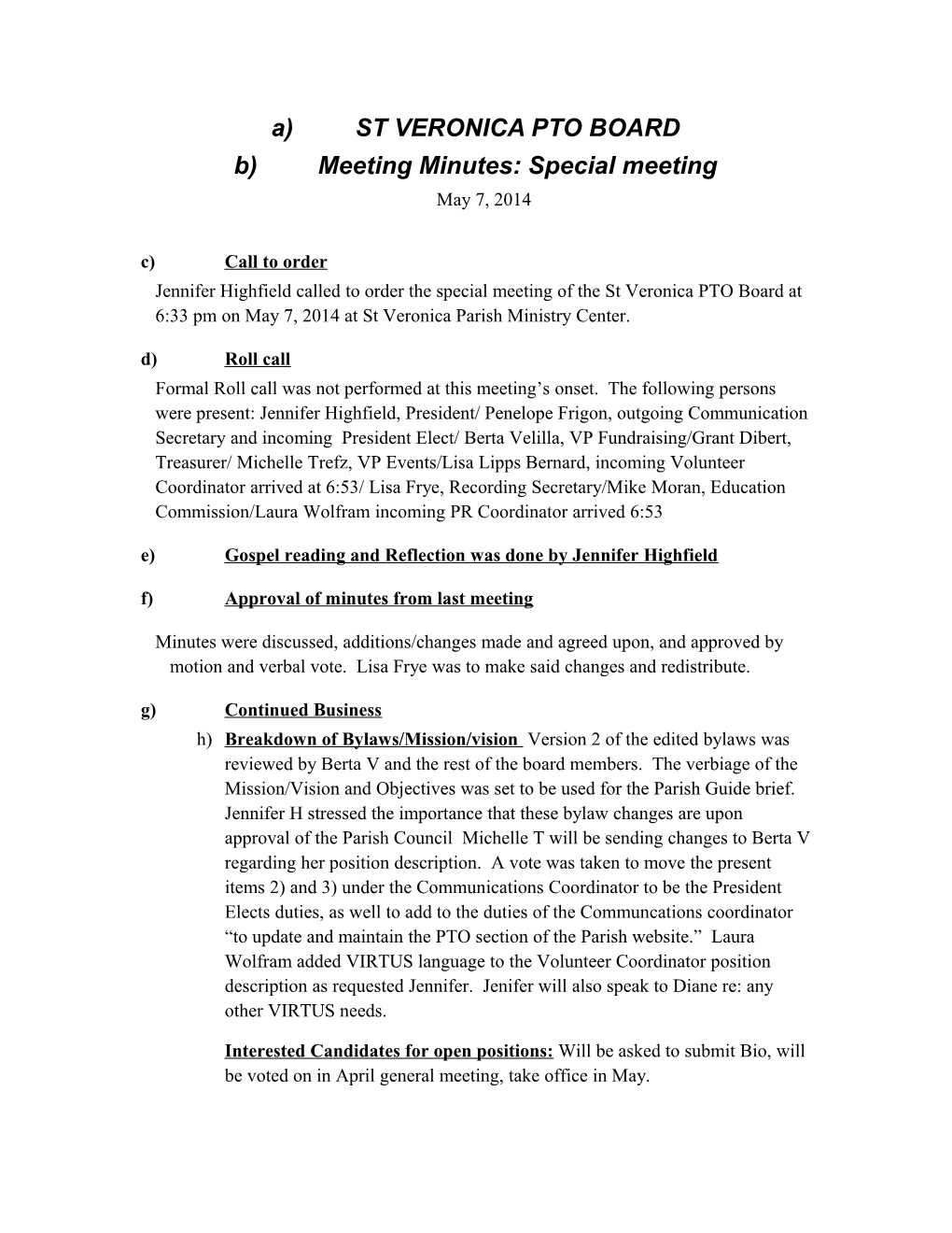 Formal Meeting Minutes s15
