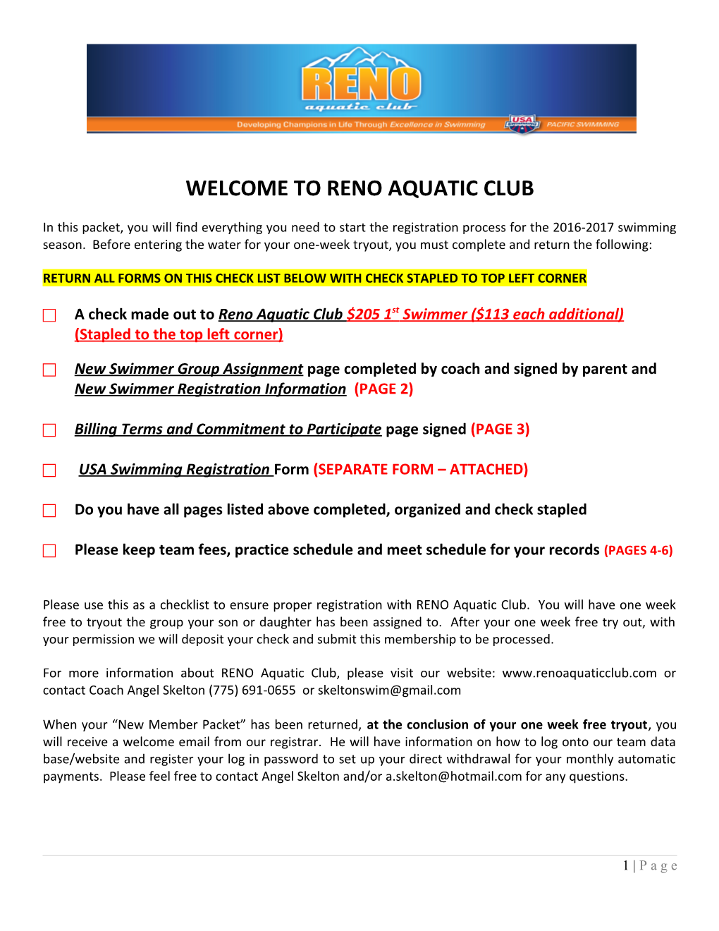 Welcome to Reno Aquatic Club