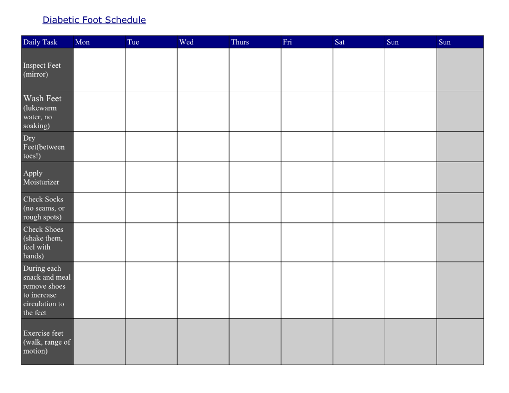 Diabetic Foot Schedule