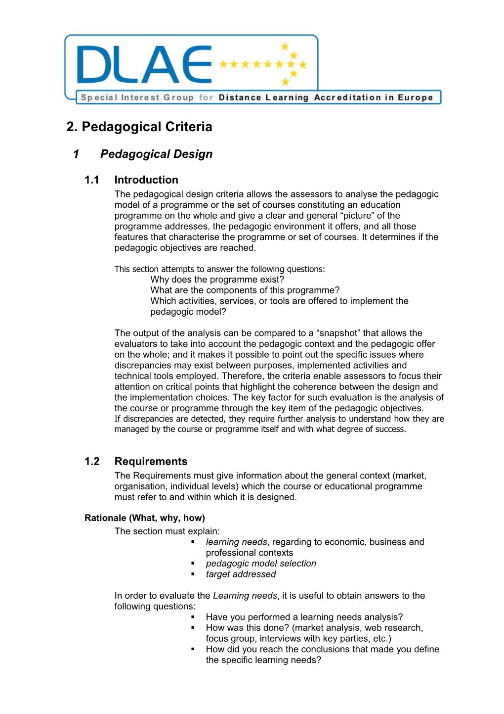 2.Pedagogical Criteria