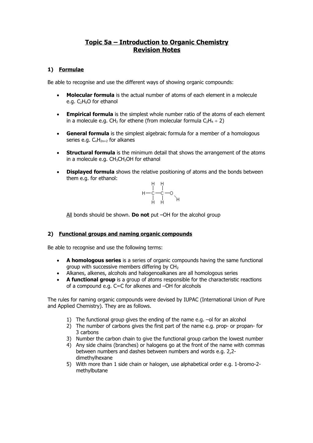Topic 3 Chemical Structure and Bonding